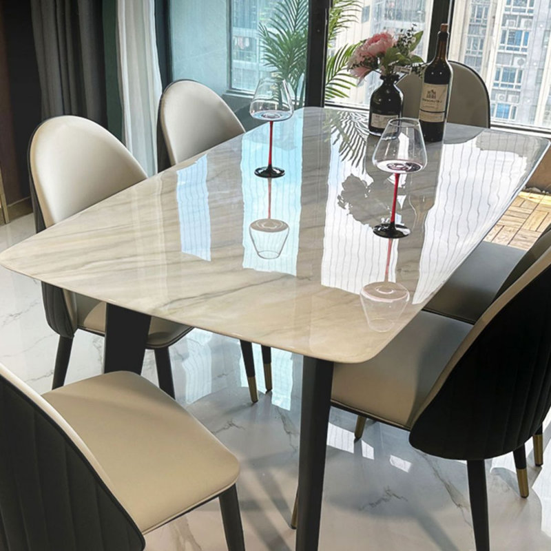 Rectangular marble dining table, 29.53"H x 70.87"L x 35.43"W