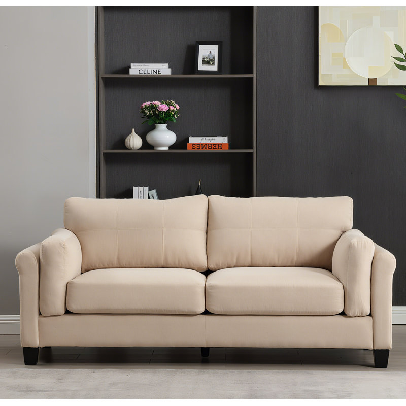 Canapé rembourré en lin de style moderne l 79 po 79 po, Kaki
