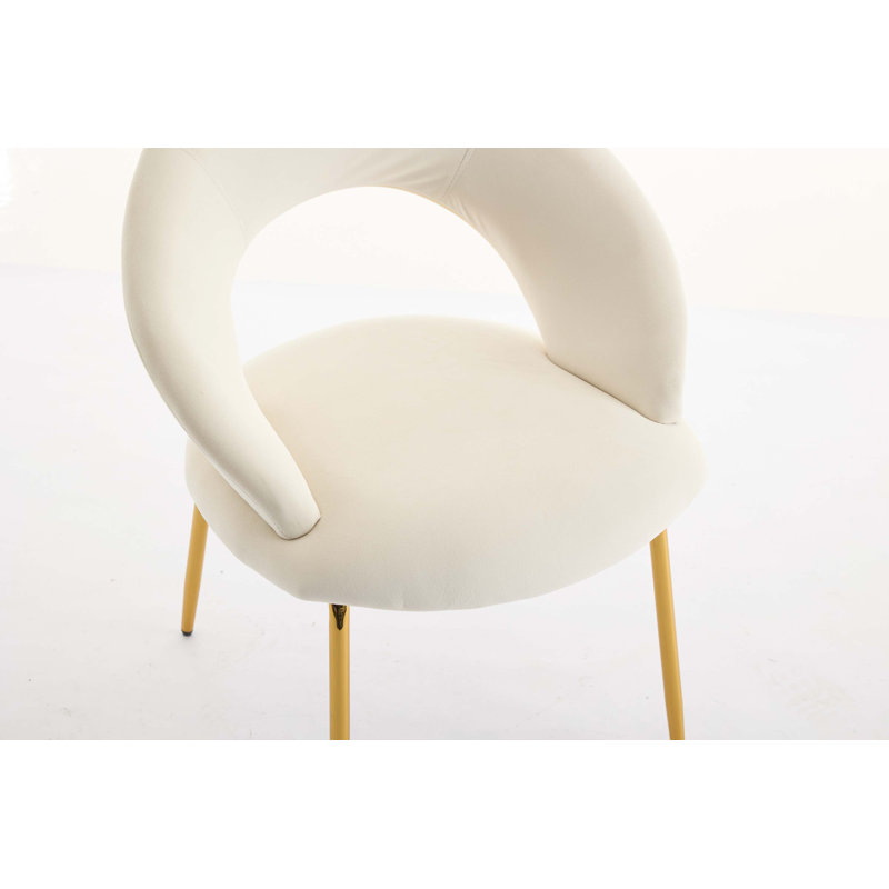 Ensemble de 1 chaises de salle à manger en velours avec dossier incurvé et pieds en métal pour la cuisine ou la salle à manger