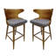 Chaises de bar d'inspiration Mid-Century, tissu gris, bois d'hévéa, tabourets Ht 41 po, sièges rembourrés, solide
