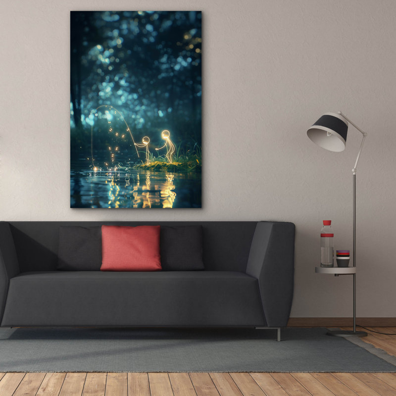 "Epic Graffiti" Pêche avec papa "par r3darch0n, art mural sur toile, 26 po x 40 po, H 60 po x l 40 po x P 1,5 po