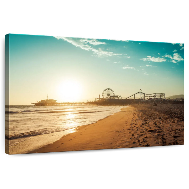 Lever de soleil sur la plage de Santa Monica, H 26 po x l 39 po