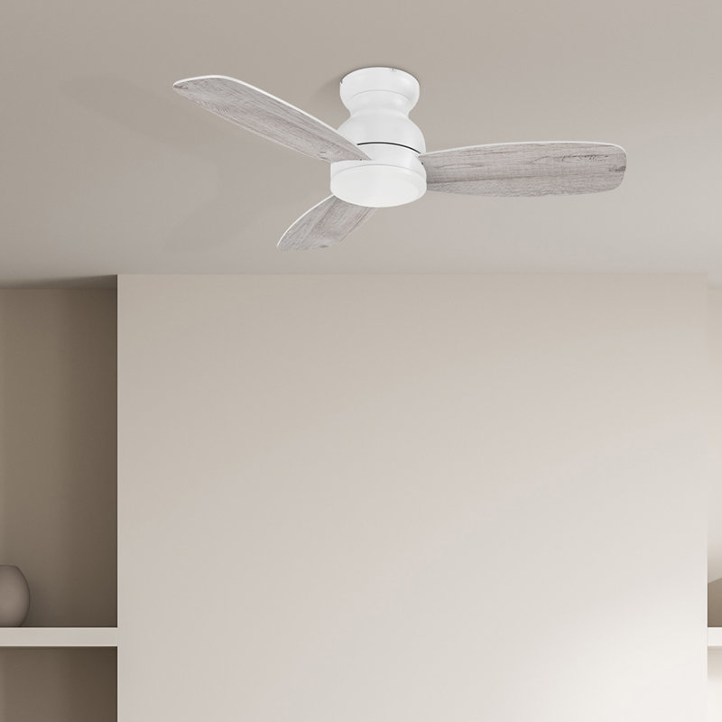 44" Furness 3 - Blade Flush Mount Ceiling Fan without Light, Gray/White