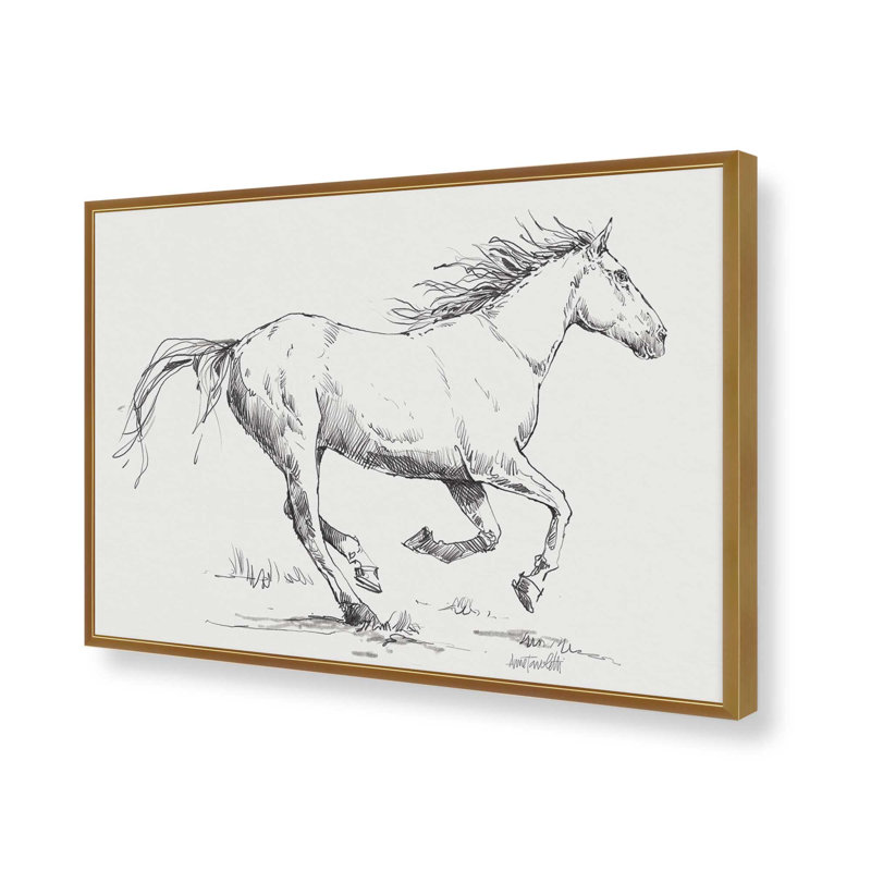 «Gallop S croquis» par Anne Tavoletti, reproduction d'art, H 12 po x l 16 po, Doré