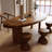 Brown Curved Solid Wood Dining Table-1917722433