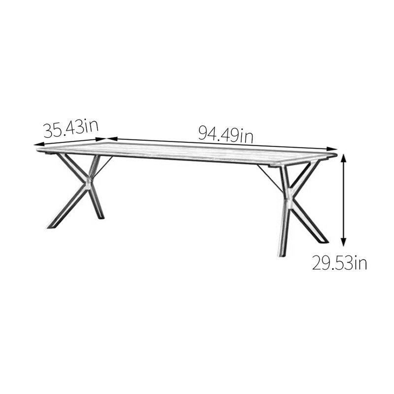 Table de salle à manger en noyer, H 29,53 po x L 94,49 po x l 35,43 po