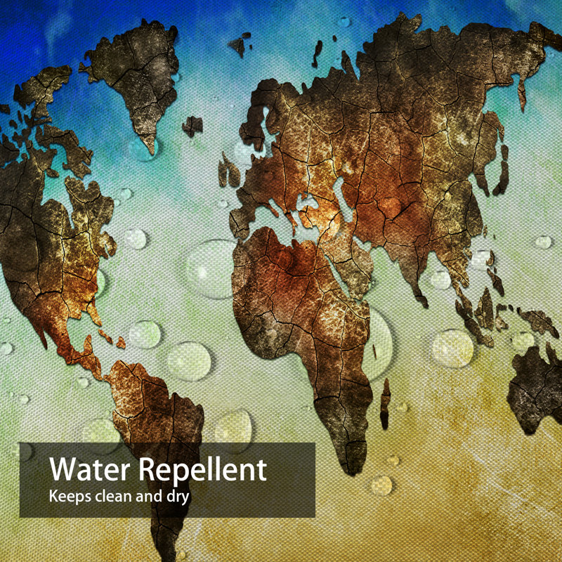 Art World Map Flat Continents Shower Curtain with 12 Hooks, L 72 po x l 84 po