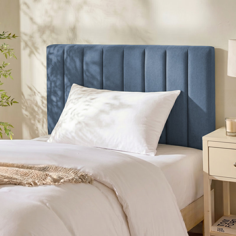 Chastelyne Upholstered Easy Assemble Wall Mounted Headboard, Twin, Navy Blue