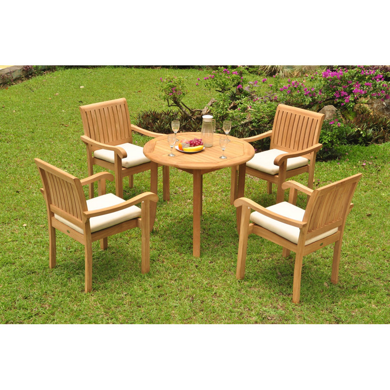 Onique Outdoor 4 - Piece Teak Dining Set, 4, 31" H x 36" L x 36" W