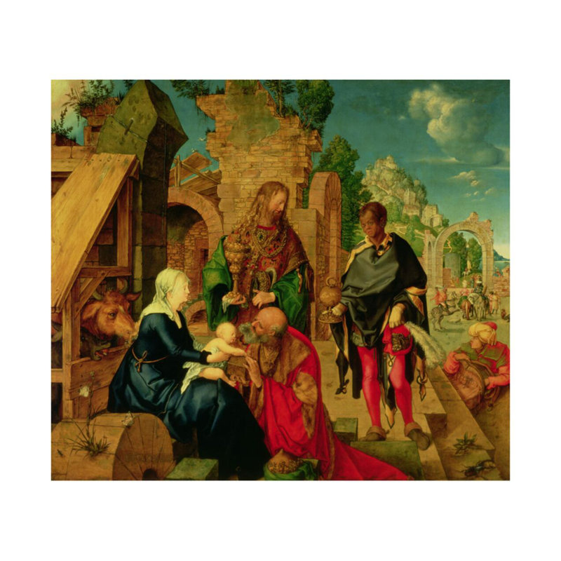 Adoration des mages par Albrecht Dürer - Estampe numérique, H 22 po x l 28 po