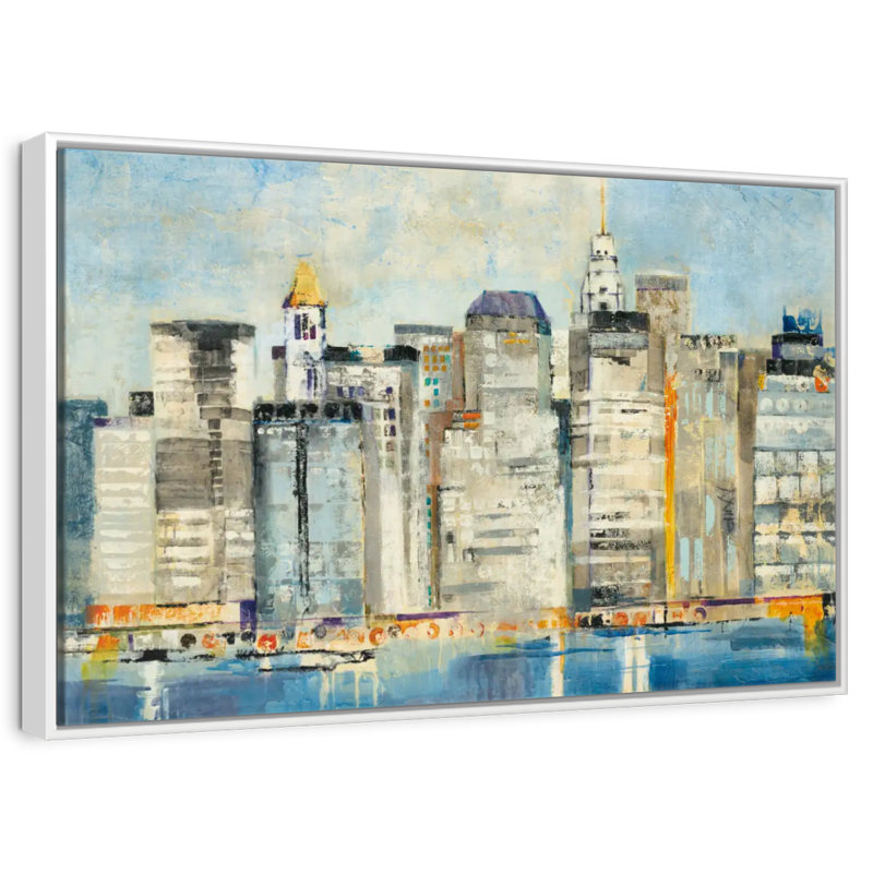 Horizon au bord de l'eau, Cadre flottant blanc, 37 po x 25 po
