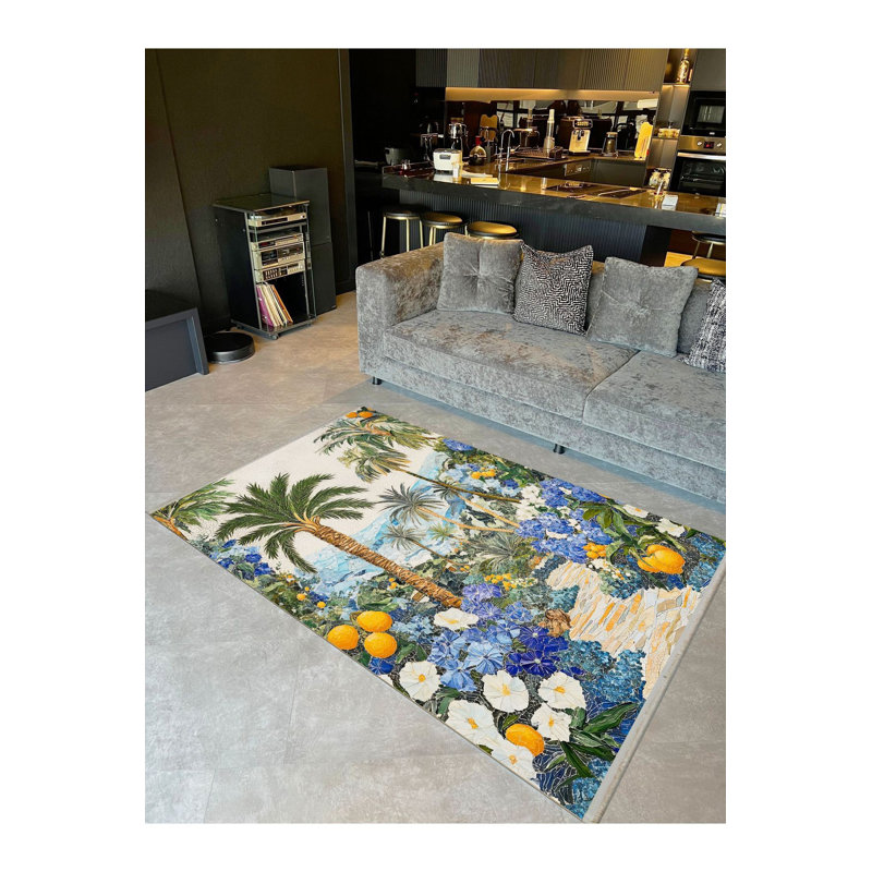 Tapis décoratif lavable à la machine Paris, Sous-tapis rectangulaire 3 pi 11 po x 5 pi 11 po i