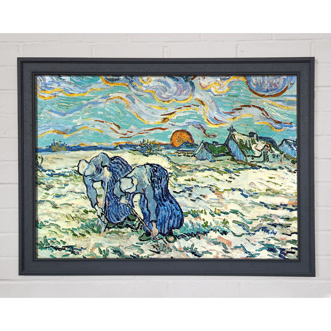 Gerahmtes Leinwandbild Two Digging A Grave In The Snow von Van Gogh