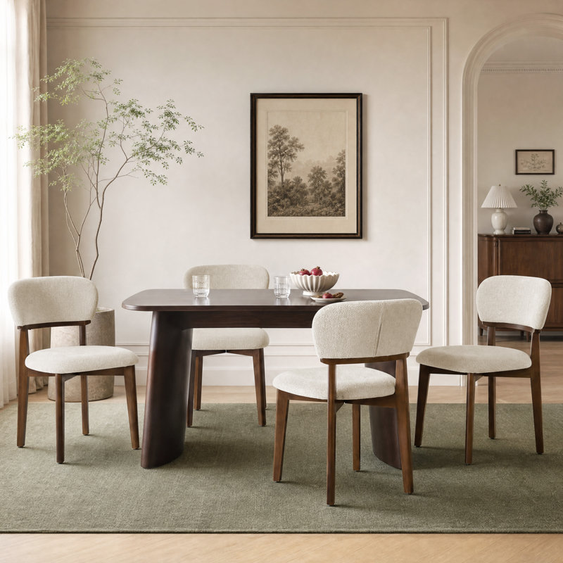 Chaise de salle à manger moderne mi-siècle en boucle avec pieds en bois renforcés par une entretoise transversale (ensemble de 2)