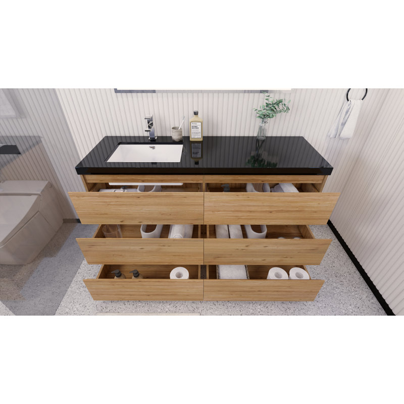 Base de meuble-lavabo simple 60 po Reyes, Chêne naturel
