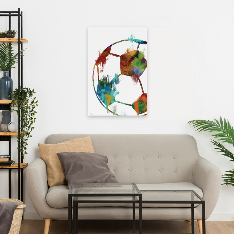 Soccer Splash - Contemporary Sports Soccer Ball Abstract Art, 24" H x 16" W