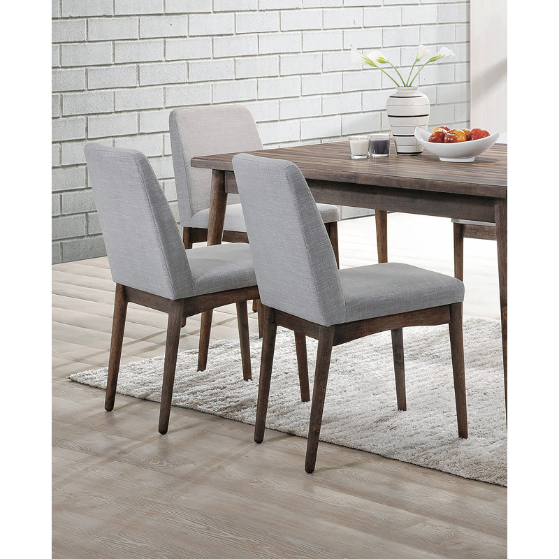 Ensemble de chaises de salle à manger de style Mid-Century, ensemble de 2 chaises rembourrées en tissu de bois massif