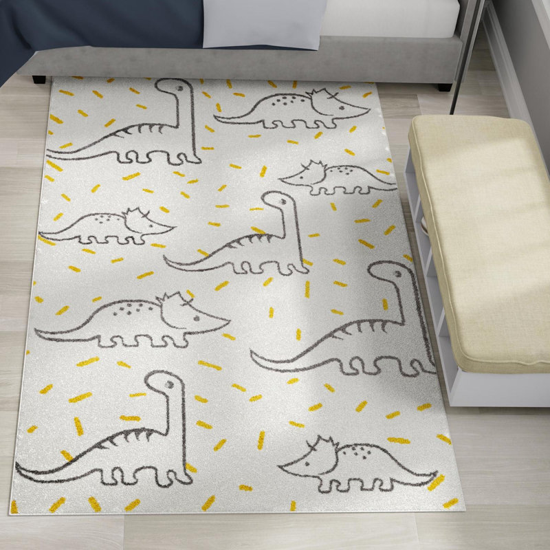 Unique Loom Dinosaur Whimsy Kids Rug, Rectangle 5'3" x 8'
