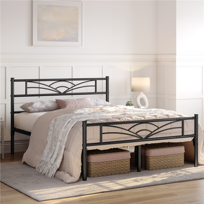 88.5cm Height Metal Bed Frame with Cloud-inspired Design Headboard