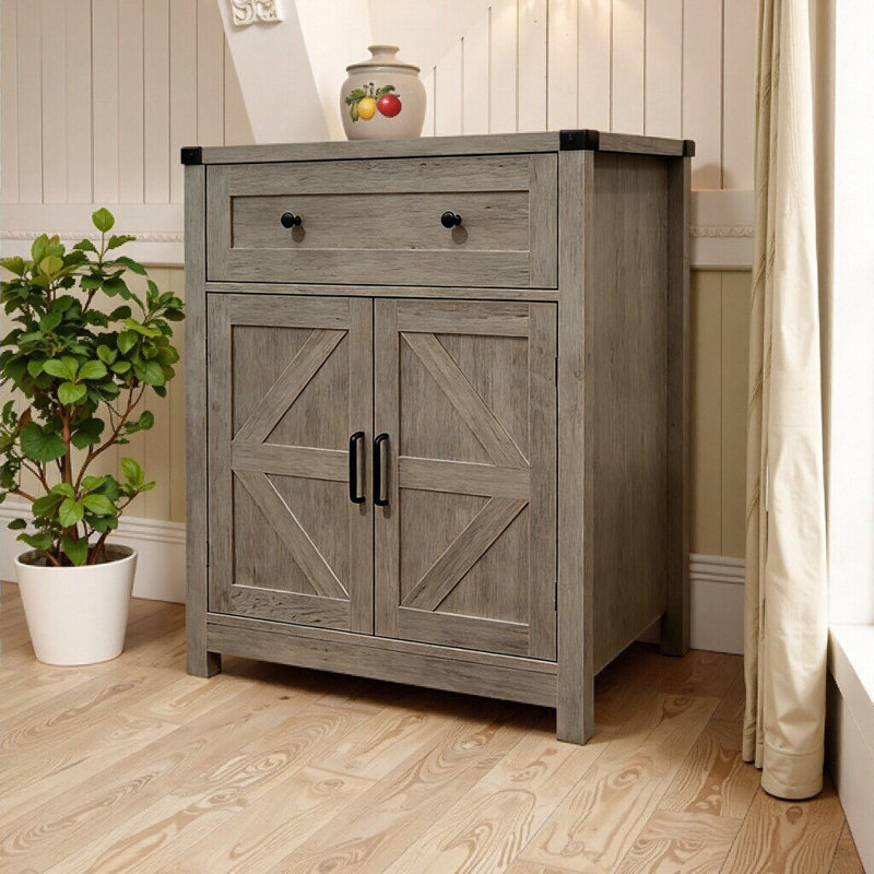 Armoire de rangement Compact Farmhouse, Gris clair