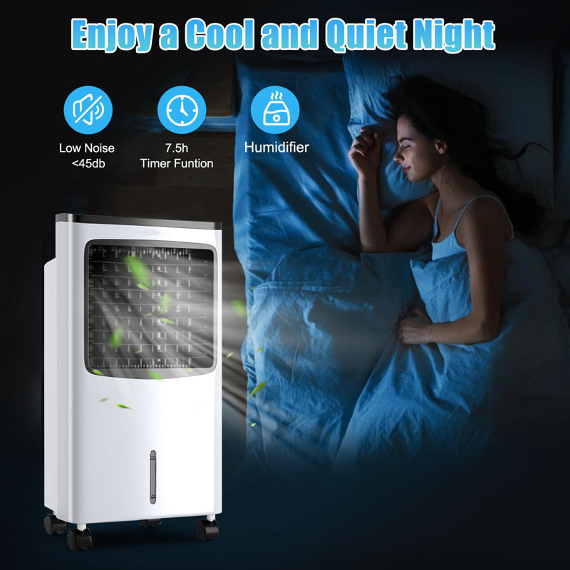 Compact White and Black Portable Air Cooler with Remote Control