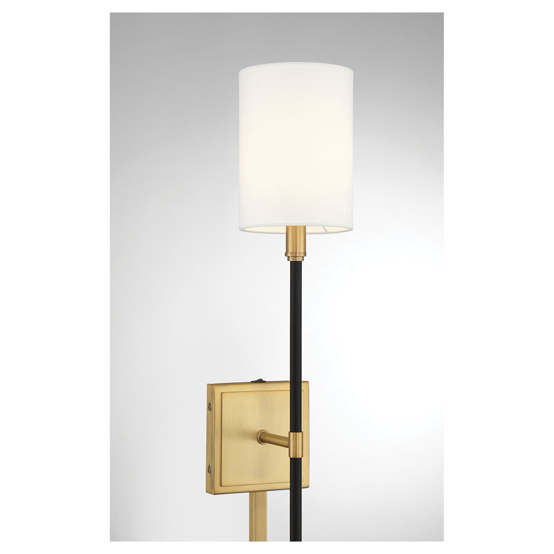 Meridian 1-Light Wall Sconce in Black with Natural Brass Accents
