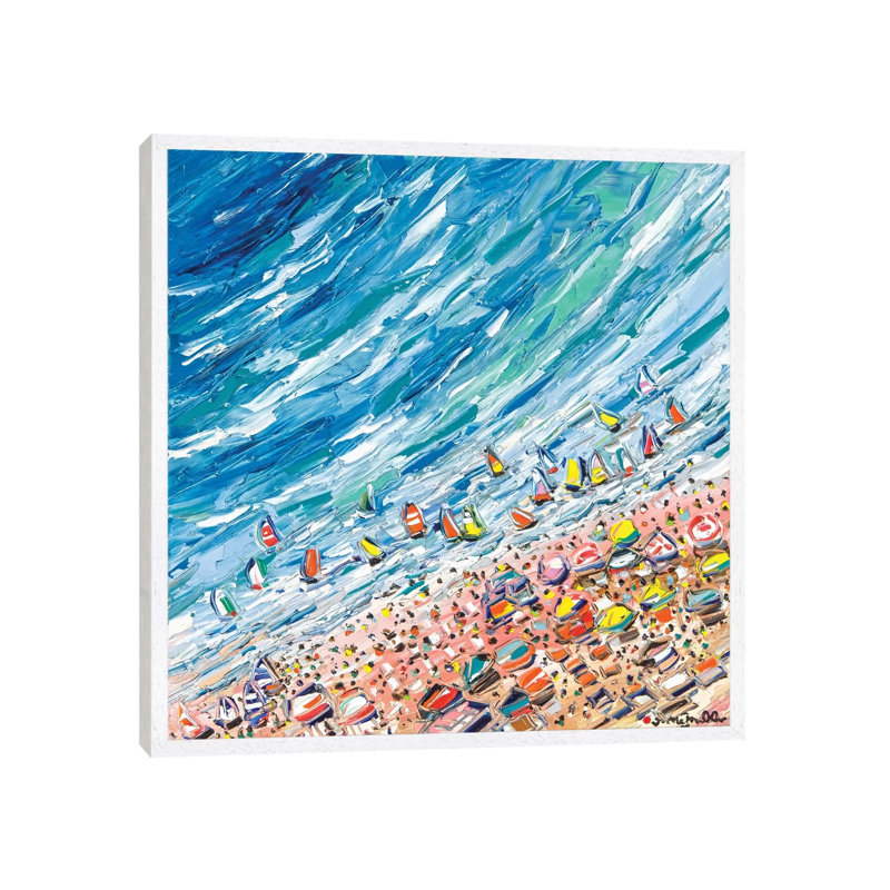 Bacolet Beach by Joachim Mcmillan - Painting on Canvas, White Framed, 66.04 cm H x 66.04 cm W