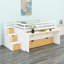 Lit mezzanine avec marches de rangement, bureau coulissant et lit gigogne pour jeux et poste de travail-842083903