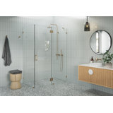 Halo 57 in. x 34 in. x 78 in. 90-degree Fully Frameless Glass Hinged Shower Enclosure