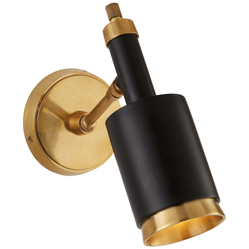 Thomas O'Brien Anders Small Articulating Wall Light, Black, Antique Brass