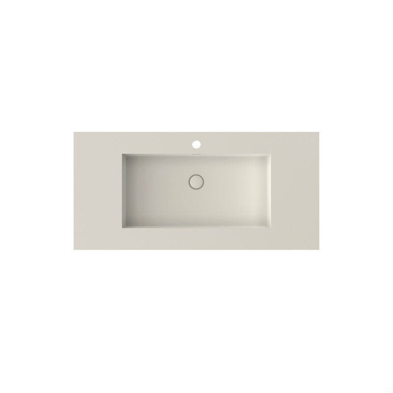 Lavabo de salle de bain à surface solide en pierre de pierre