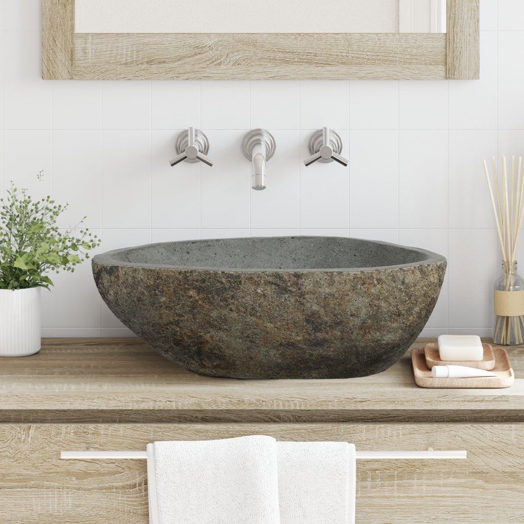 Natur Pur 52mm L x 52mm W Light Grey River Stone Oval Sink