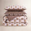 Classic reversible cotton quilt set with floral motif and autumn leaves Woodstock-262966676