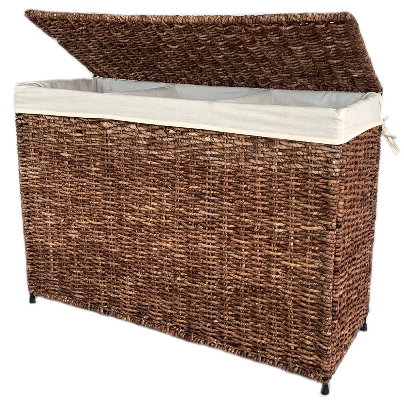 Wicker Laundry Sorter, Walnut