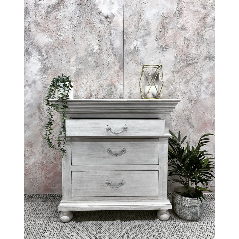 Greeson Solid Wood 80cm W 3 - Drawer Chest of Drawers