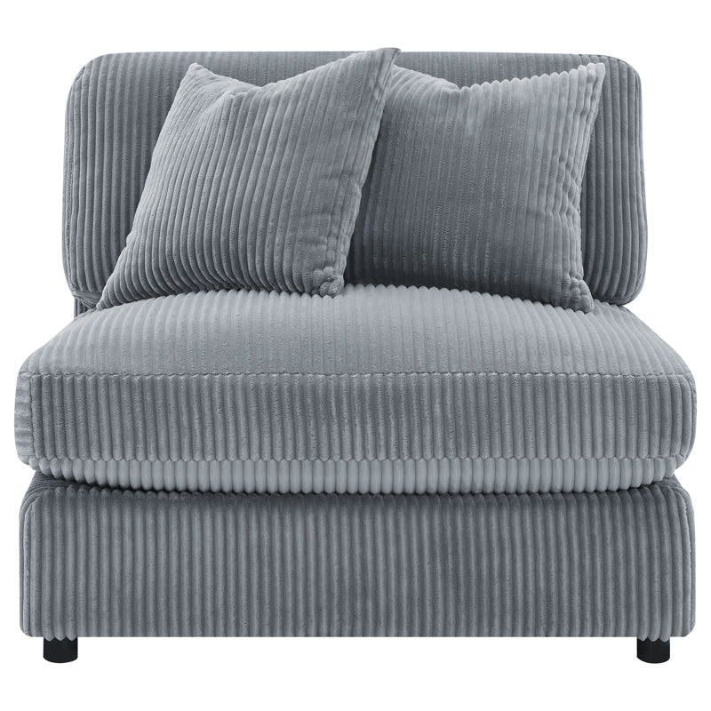 Fauteuil rembourré Thiego, Velours côtelé gris