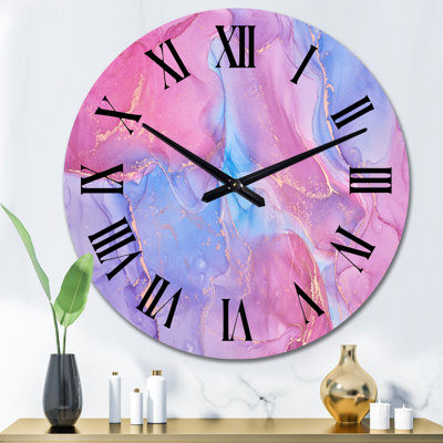 Horloge murale moderne - Nuage translucide rose et bleu
