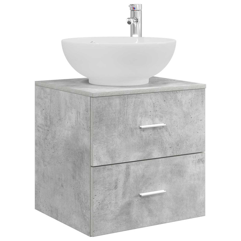 Single Bathroom Vanity with Ceramic Basin, Concrete Grey