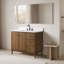 Meuble-lavabo sur pied à simple cuve 42 po avec plateau en pierre reconstituée, station de travail cachée, support de chargement USB et support pour sèche-cheveux Lugan -125118043-125118048