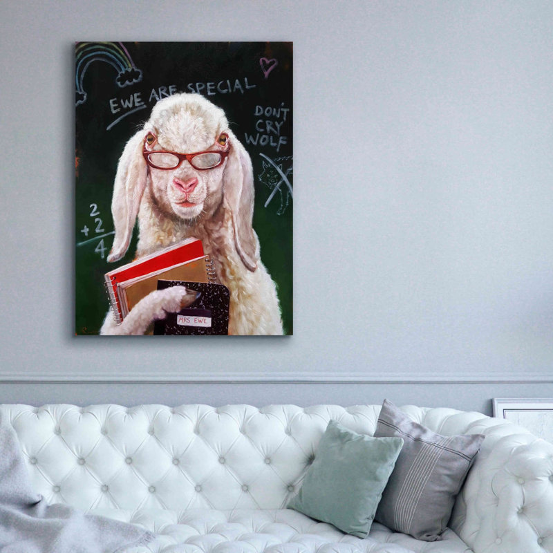 «Back to School - Mme Ewe» par Lucia Heffernan, art mural sur toile, H 54 po x l 40 po x P 1,5 po