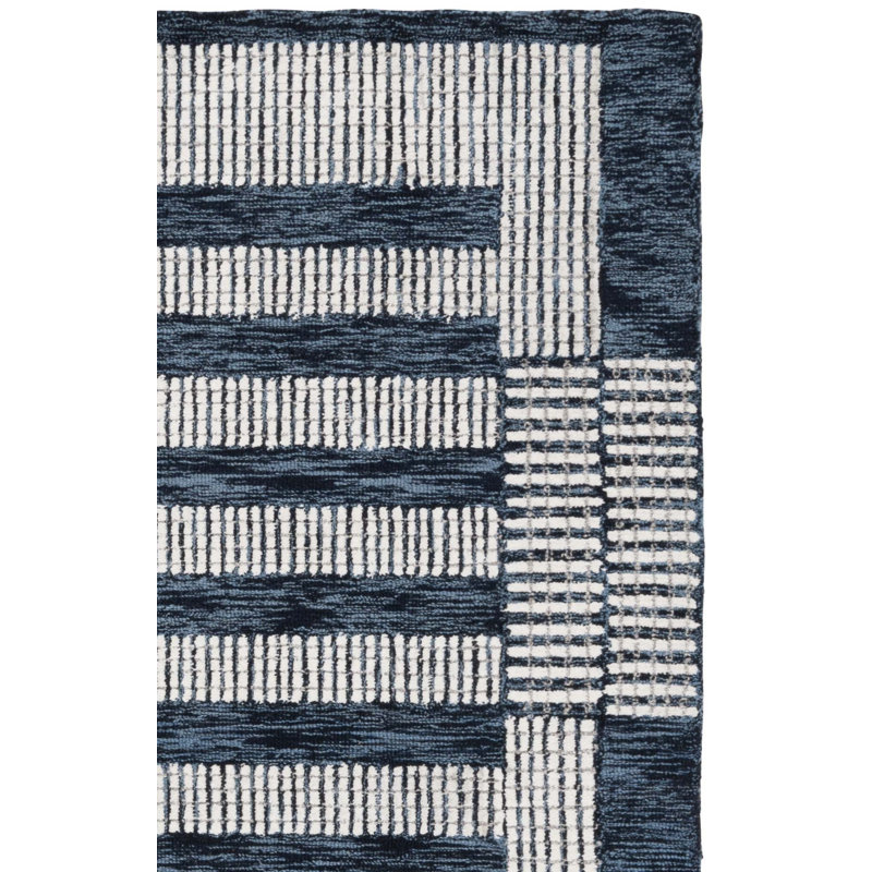 Tapis rayé en laine touffeté à la main, Rectangulaire 8 pi x 10 pi