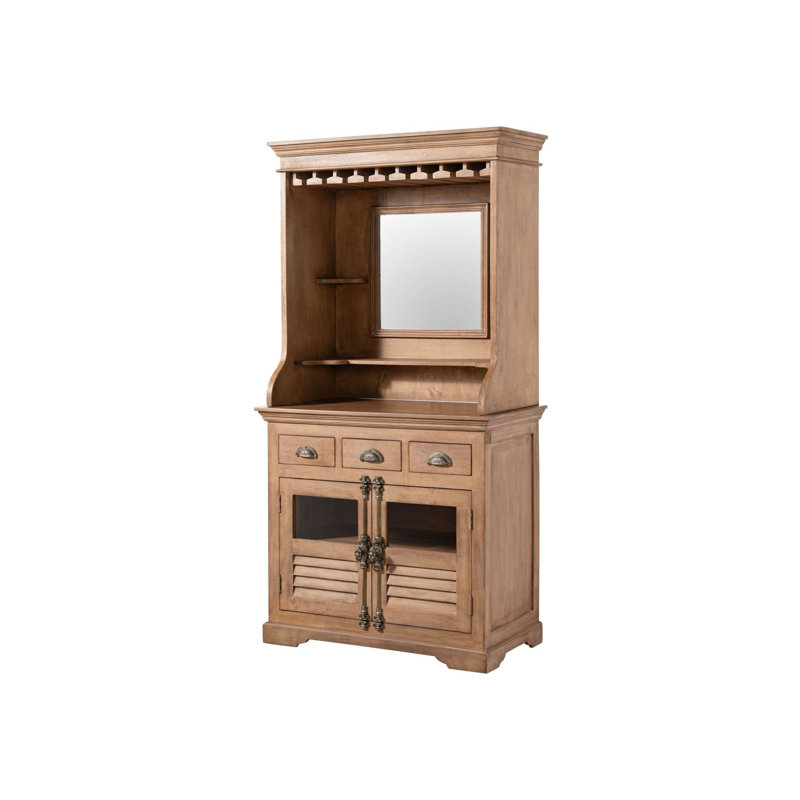 Toulouse 98cm Solid Wood Bar Cabinet, Beige Oiled