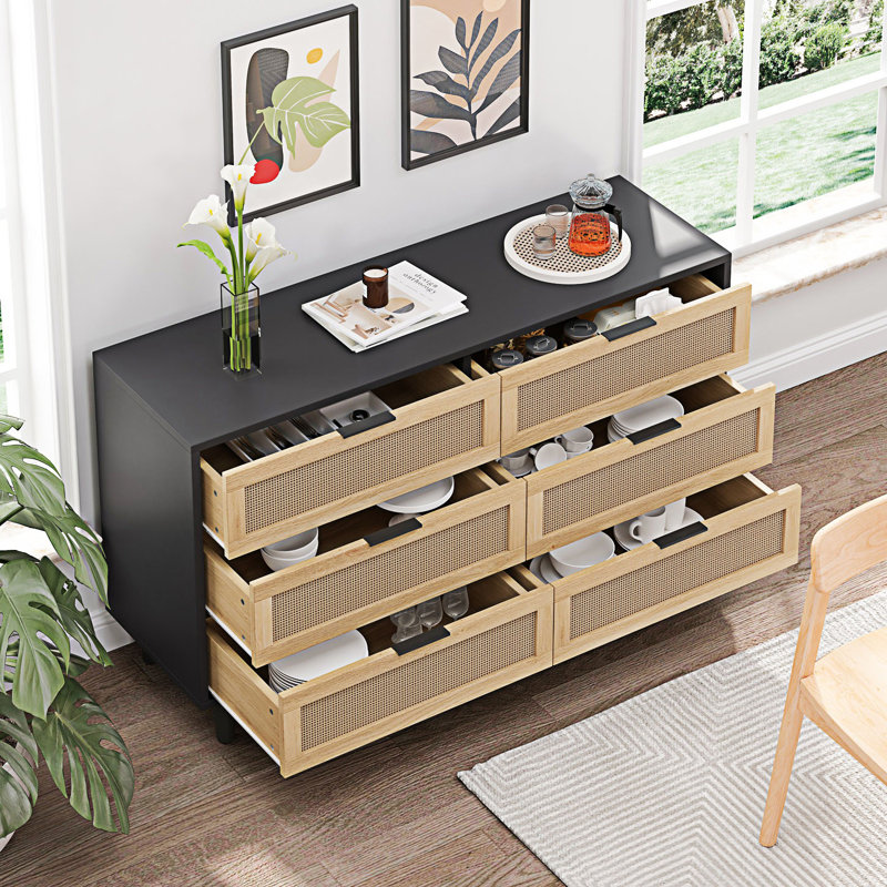 Commode double 6 tiroirs Eskil, Noir