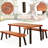 Azriela 4 - Person Acacia Solid Wood Patio Dining Set Umbrella Hole Included Rectangular Table