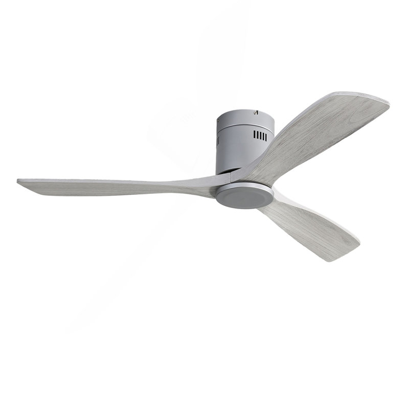 Ventilateur de plafond encastré 52 pouces DC 3 pales en bois sculpté, ventilateur, silencieux, télécommande réversible sans lumière
