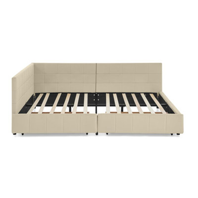 Upholstered Daybed With Backrest, Armrest, And Storage Drawers