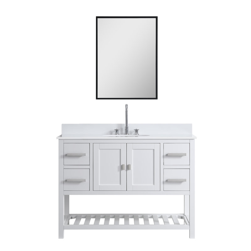 Base de meuble-lavabo avec comptoir 48 po Monaco sans comptoir, Blanc