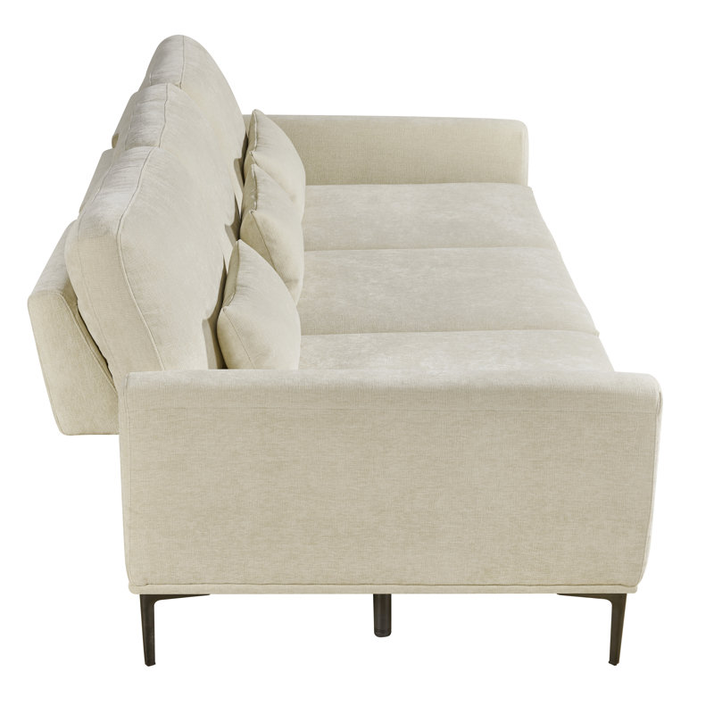 96"W Dinardi upholstered Sofa With Adjustable Backrest, Beige, 3, 96"W
