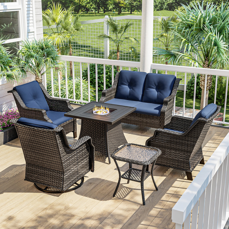 Caperton - Person Patio Conversation Set, Navy