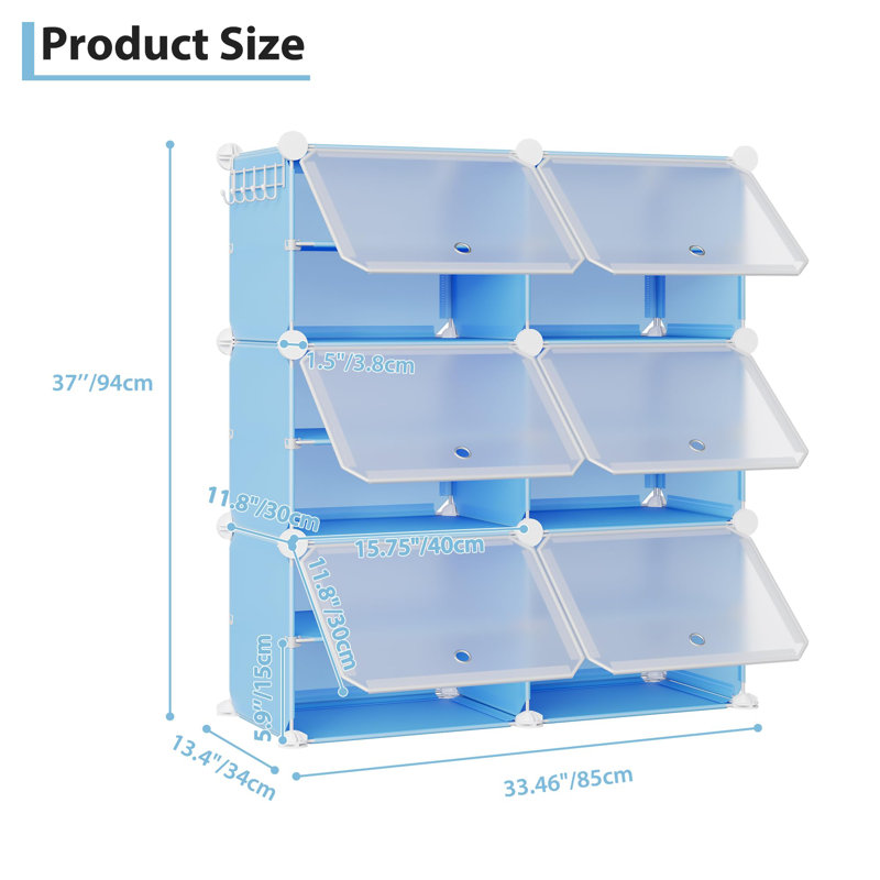 24 Pair Shoe Storage Cabinet, Blue